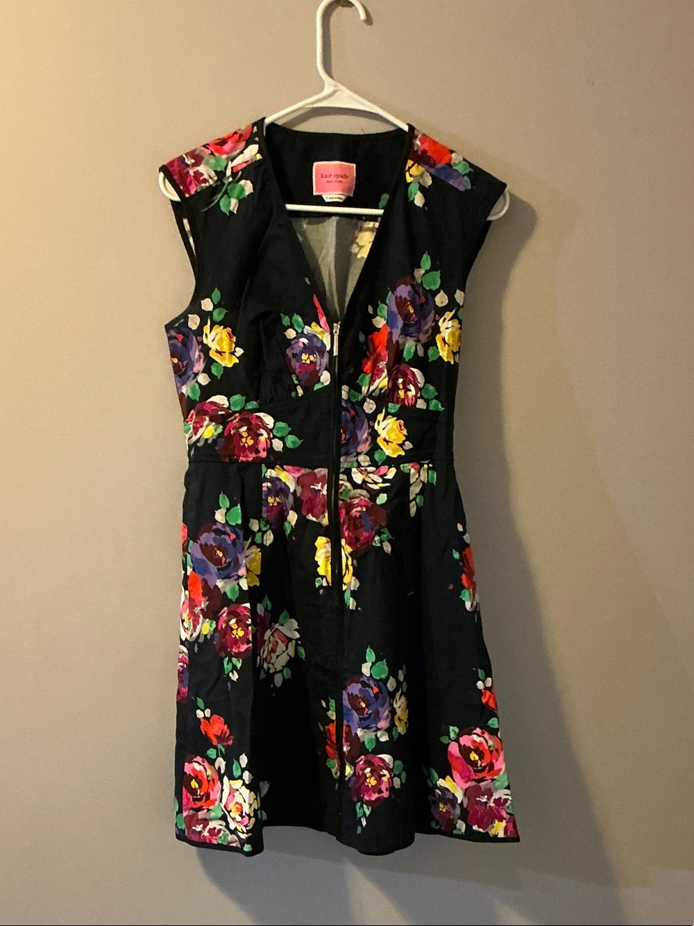 kate spade Black Floral Fit & Flare Dress with Multicolor Blooms